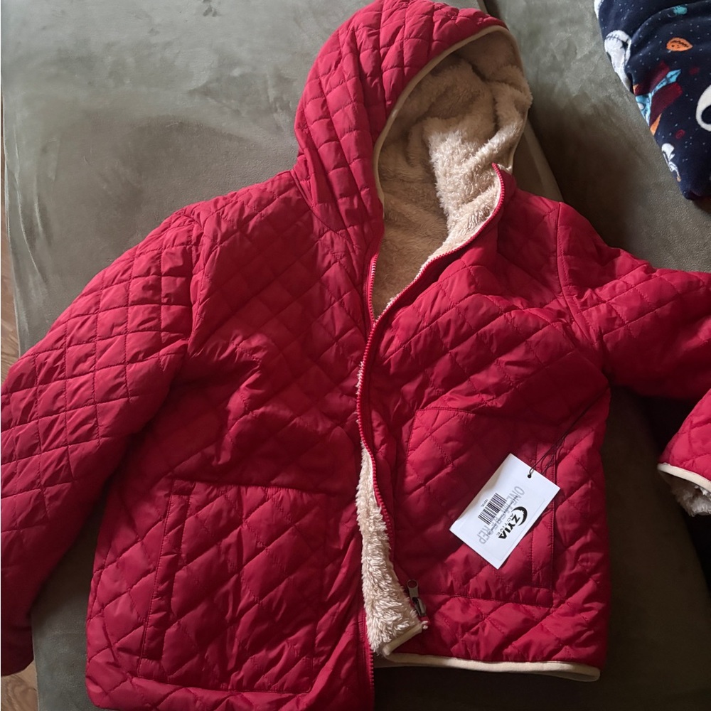 NWT ZYIA Red Reversible Hooded Jacket